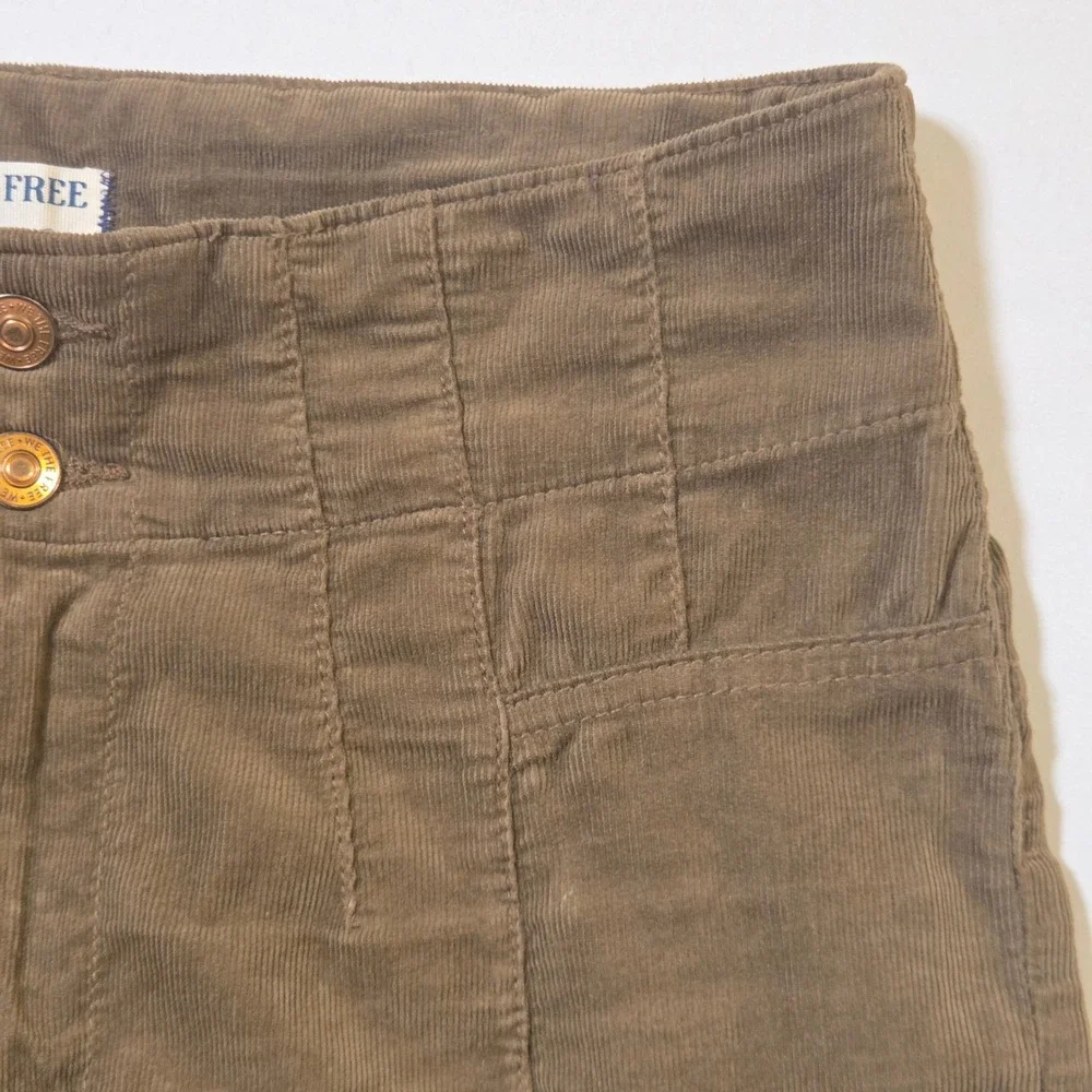 Free People We The Free Jayde Cord Flare Pants Fir Green Size 30 High Rise Boho